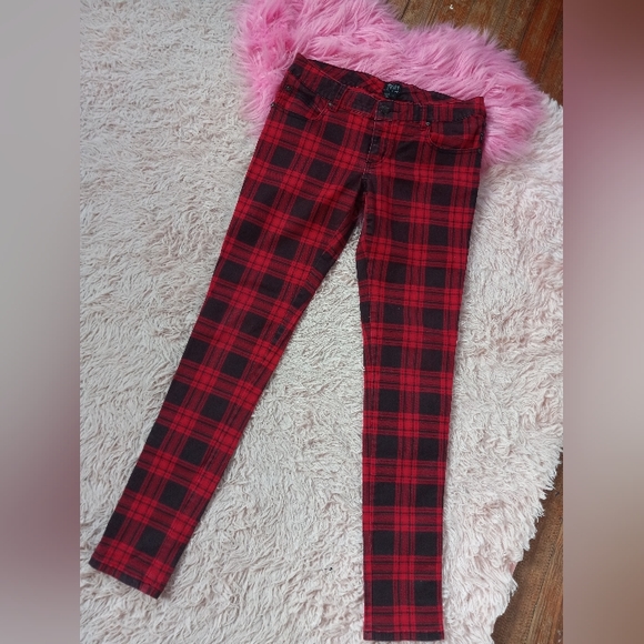 Tripp nyc Denim - Tripp nyc nwot red&black plaid punk rock skinny jeans! 31-32" waist